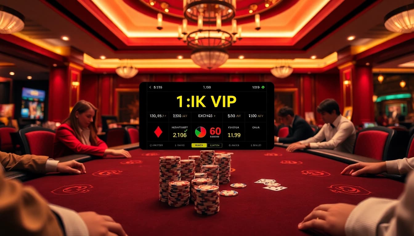 Experience thrilling gameplay at the rik vip casino table with vibrant poker chips and cards.