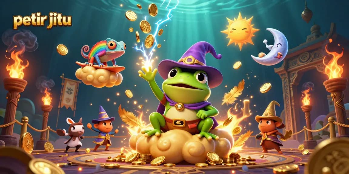 petir jitu, merayakan kemenangan dengan wizard katak dan chameleon berwarna-warni di kasino