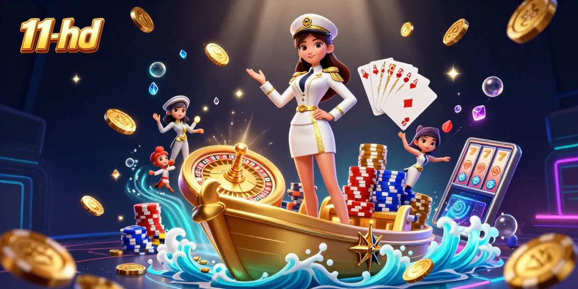 Experience thrilling gameplay at 11-hd with stunning visuals of casino elements and vibrant scenes.