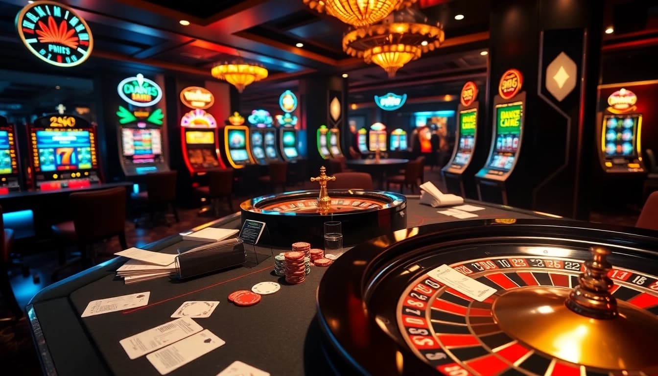 Engage with thrilling casino action at https://68vip.ac/ featuring poker chips and an illuminated roulette wheel.