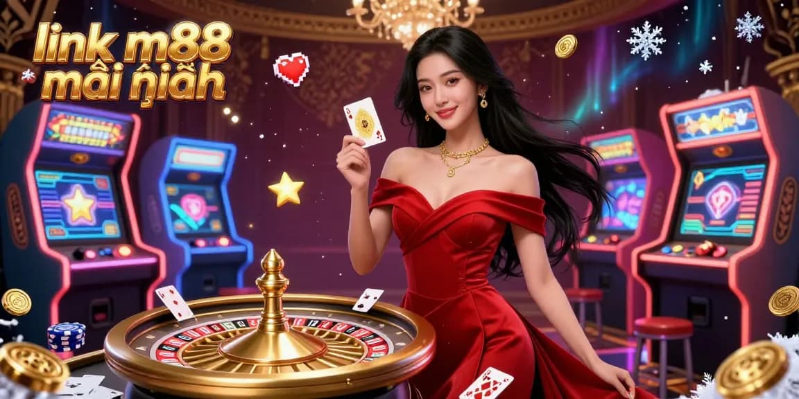 Trải nghiệm cảm giác hồi hộp khi chơi game với link vào m88 mới nhất có một người phụ nữ rạng rỡ bên bánh xe roulette vàng.