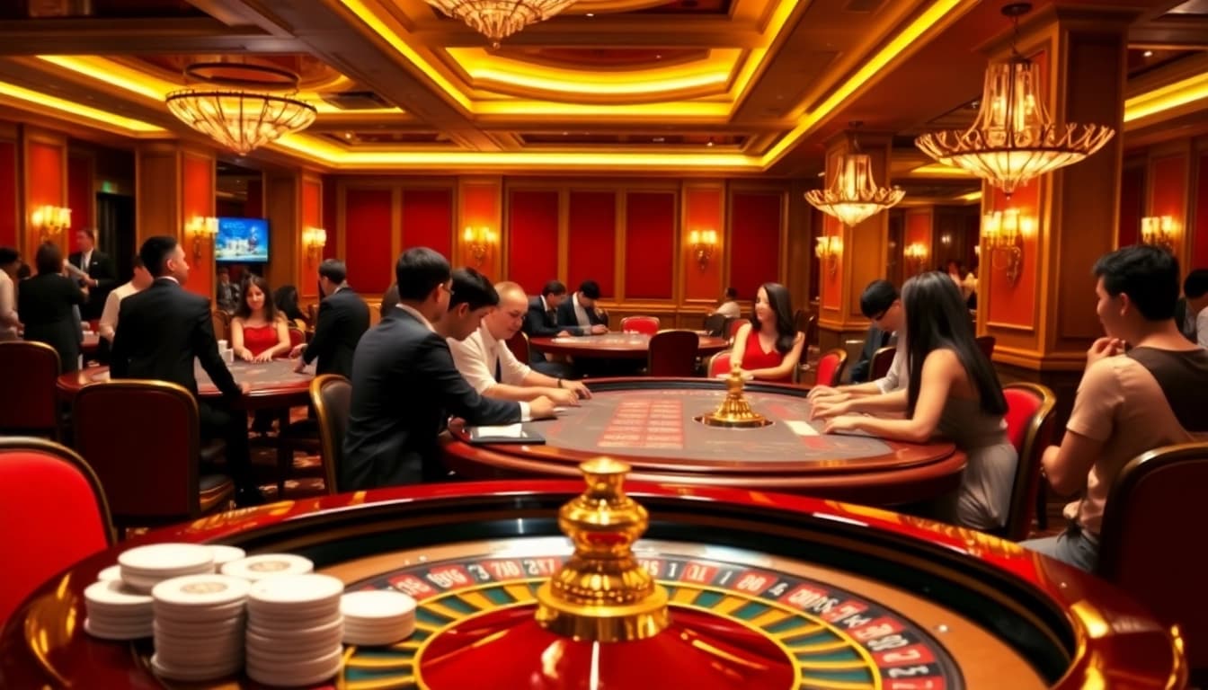 Crown88 players enjoying Baccarat and Roulette in an elegant casino setting.