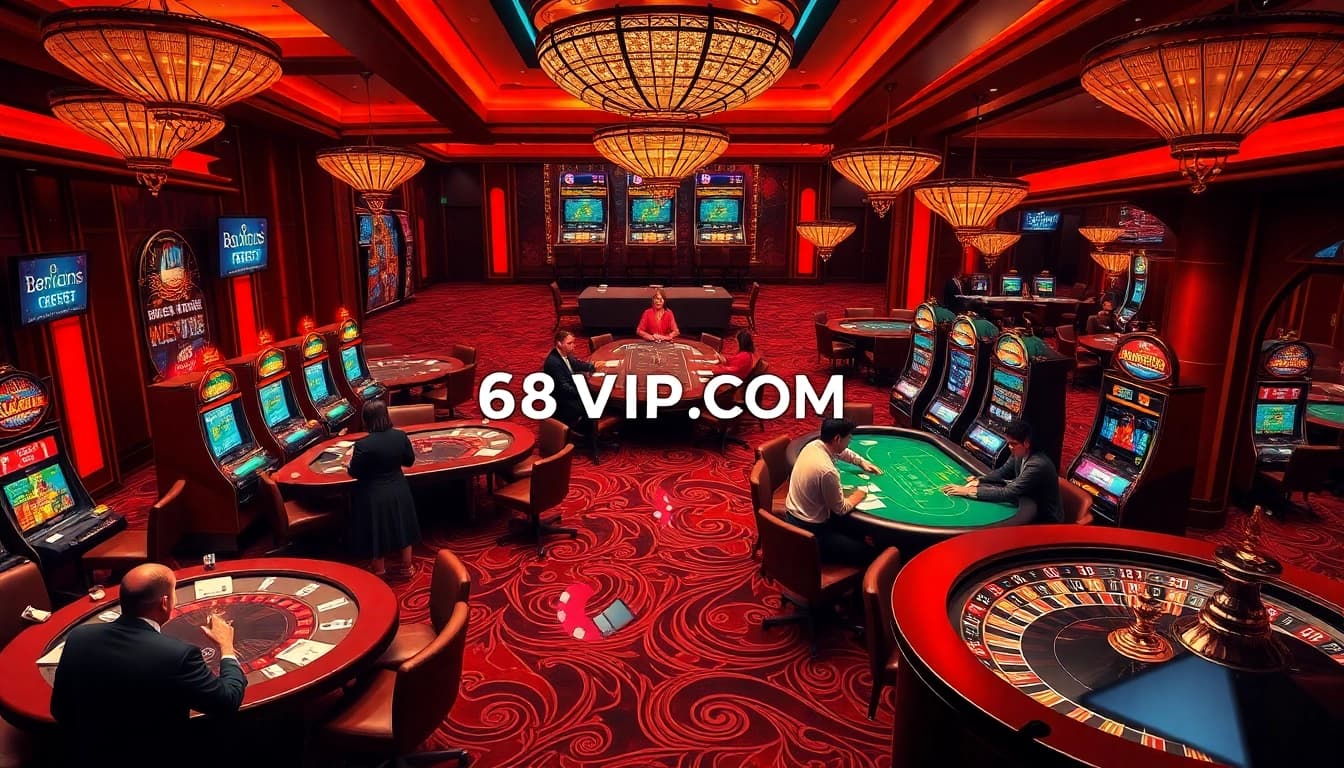 Engaging casino action at 68VIP.COM featuring vibrant gaming tables and players immersed in winning strategies.