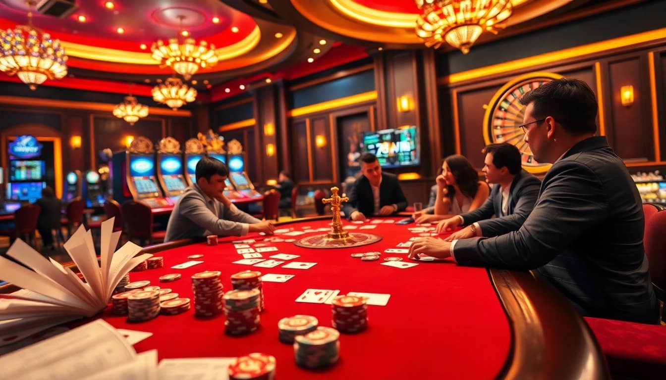 Experience the excitement of Link mới nhất 78WIN at a vibrant casino table with players in action.