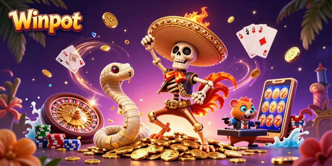 Winpot avatar highlights engaging gameplay with vibrant casino elements, promoting thrilling online gambling.