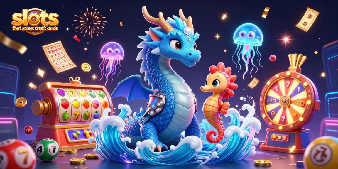 Engage with vibrant slots that accept credit cards in this dynamic underwater casino scene.