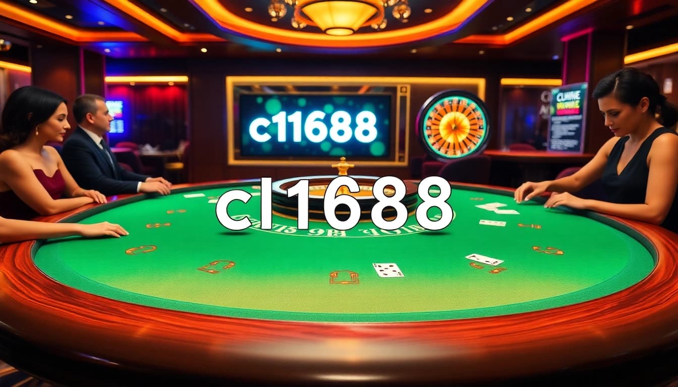 Play blackjack at c1688 casino with rich poker chips, vibrant table, and stylish players.