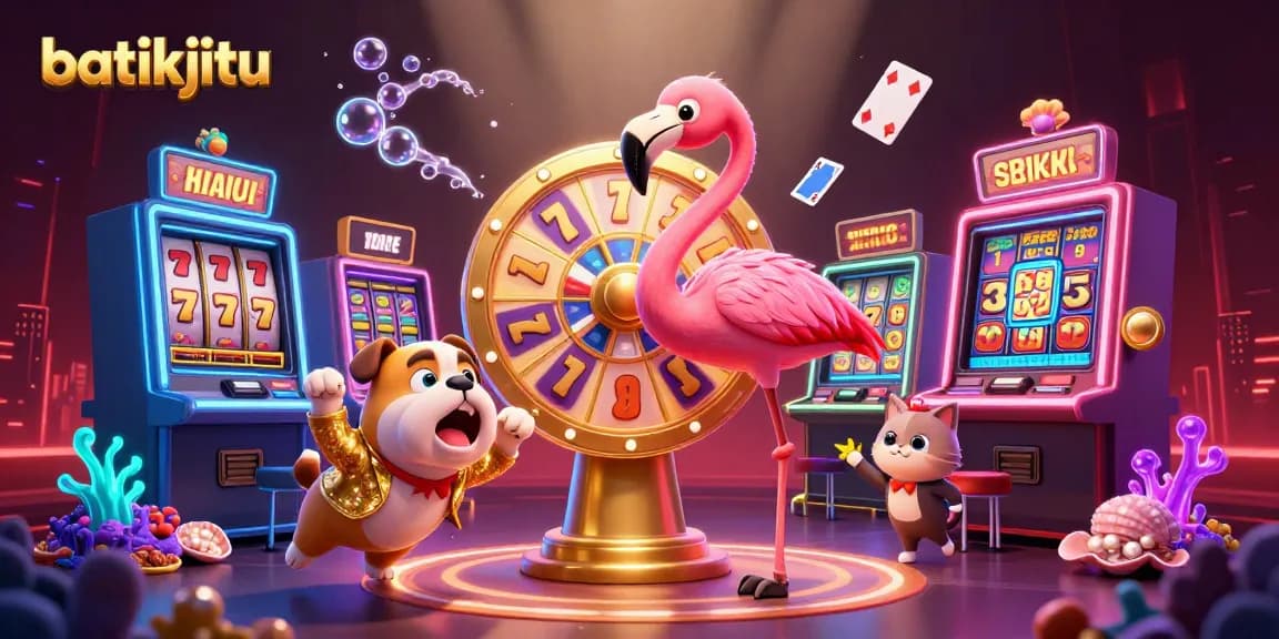 Bermain di batikjitu dengan peluang jackpot dalam ilustrasi kasino yang penuh warna dan dinamis.