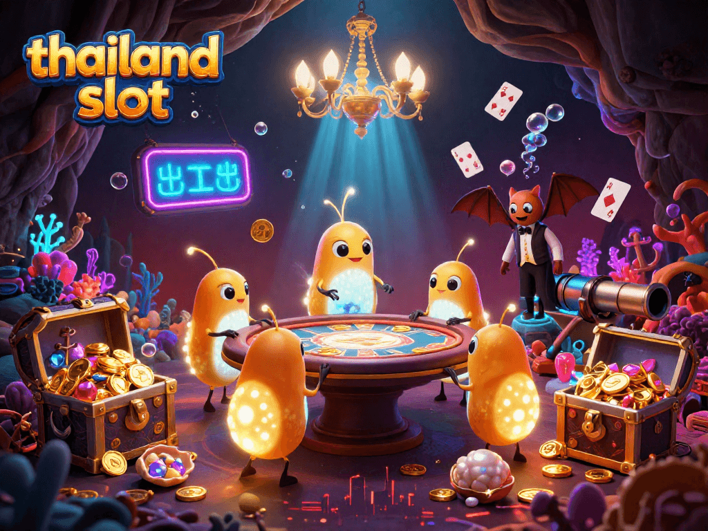 Experience the thrill of the thailand slot adventure with glowing glowworms lighting a vibrant cave casino.