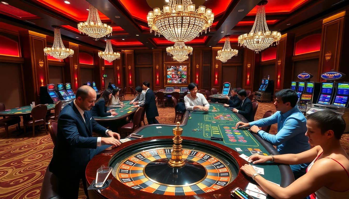 Experience the excitement at CM88's vibrant casino with roulette and poker tables.