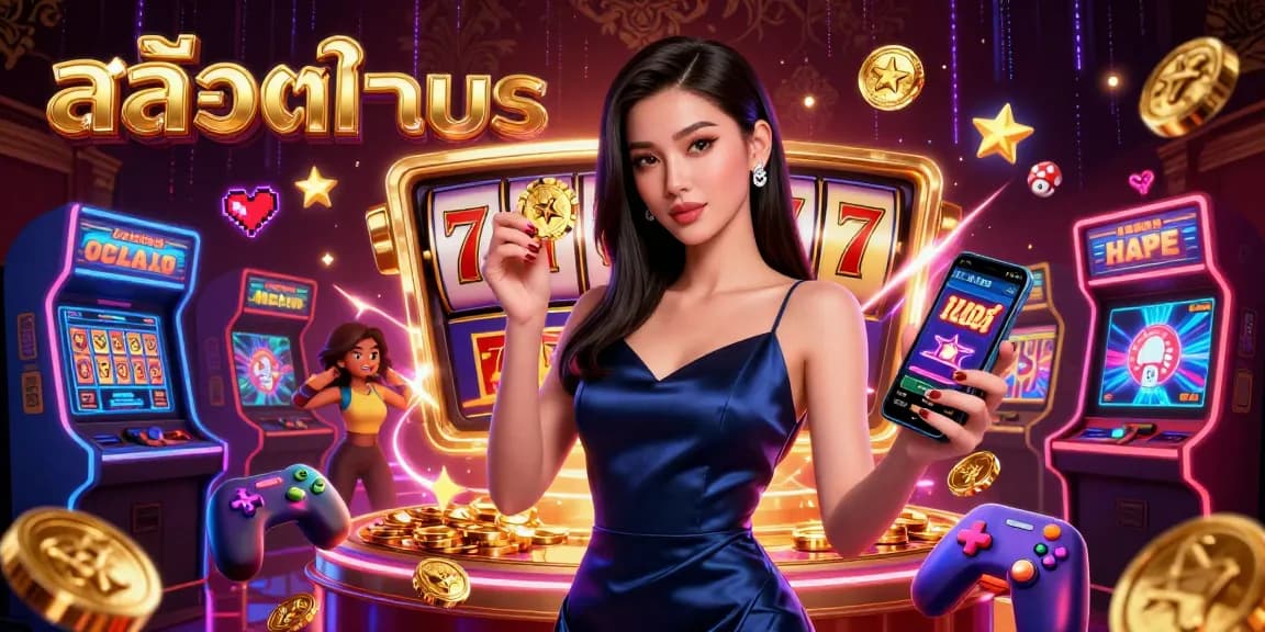 Experience สล็อตทดลอง with vibrant, interactive slot games in a dynamic casino scene.