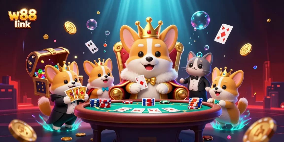 Engage with the exciting world of betting at W88 link through vibrant gaming elements and royal characters.