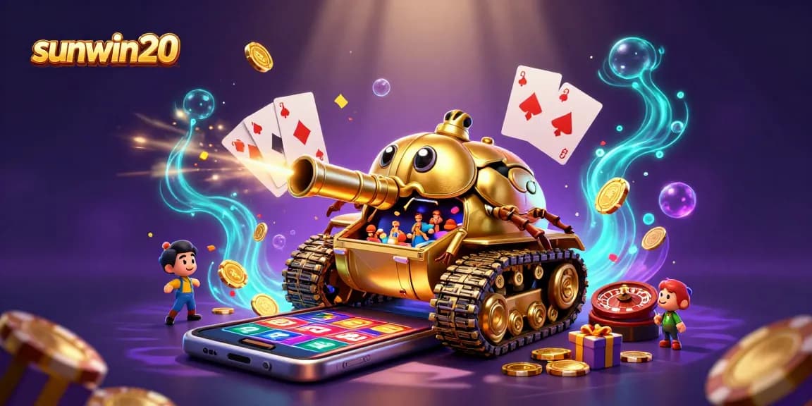 Engage with sunwin20 as a 3D golden beetle tank reveals a vibrant casino scene bursting with excitement.