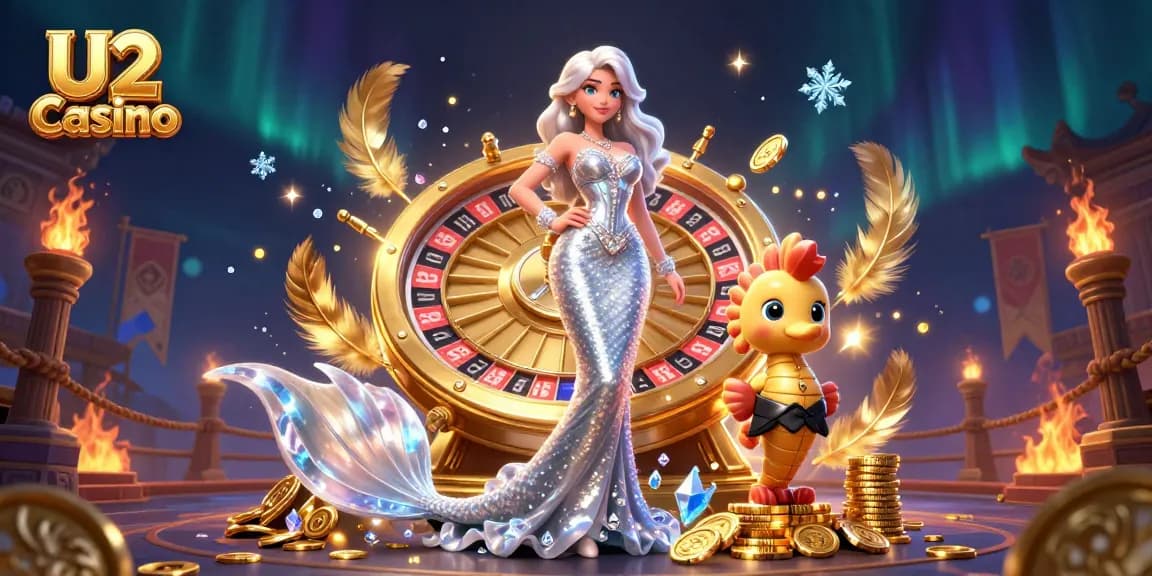 U2 Casino features stunning 3D graphics showcasing a vibrant roulette scene with a mermaid queen and seahorse companion.