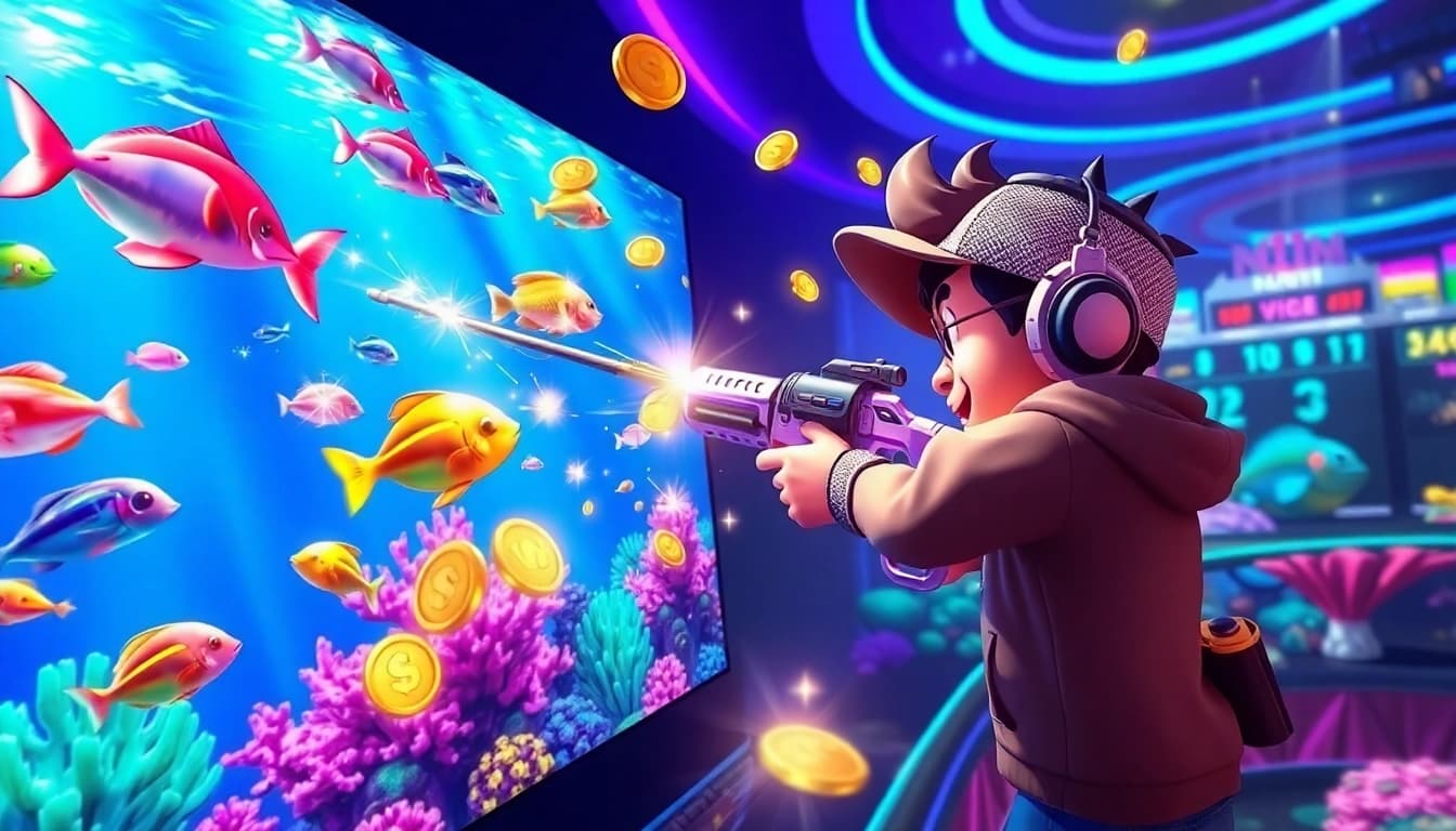 Engaging bắn cá đổi thưởng scene with vibrant underwater gaming visuals and dynamic action.