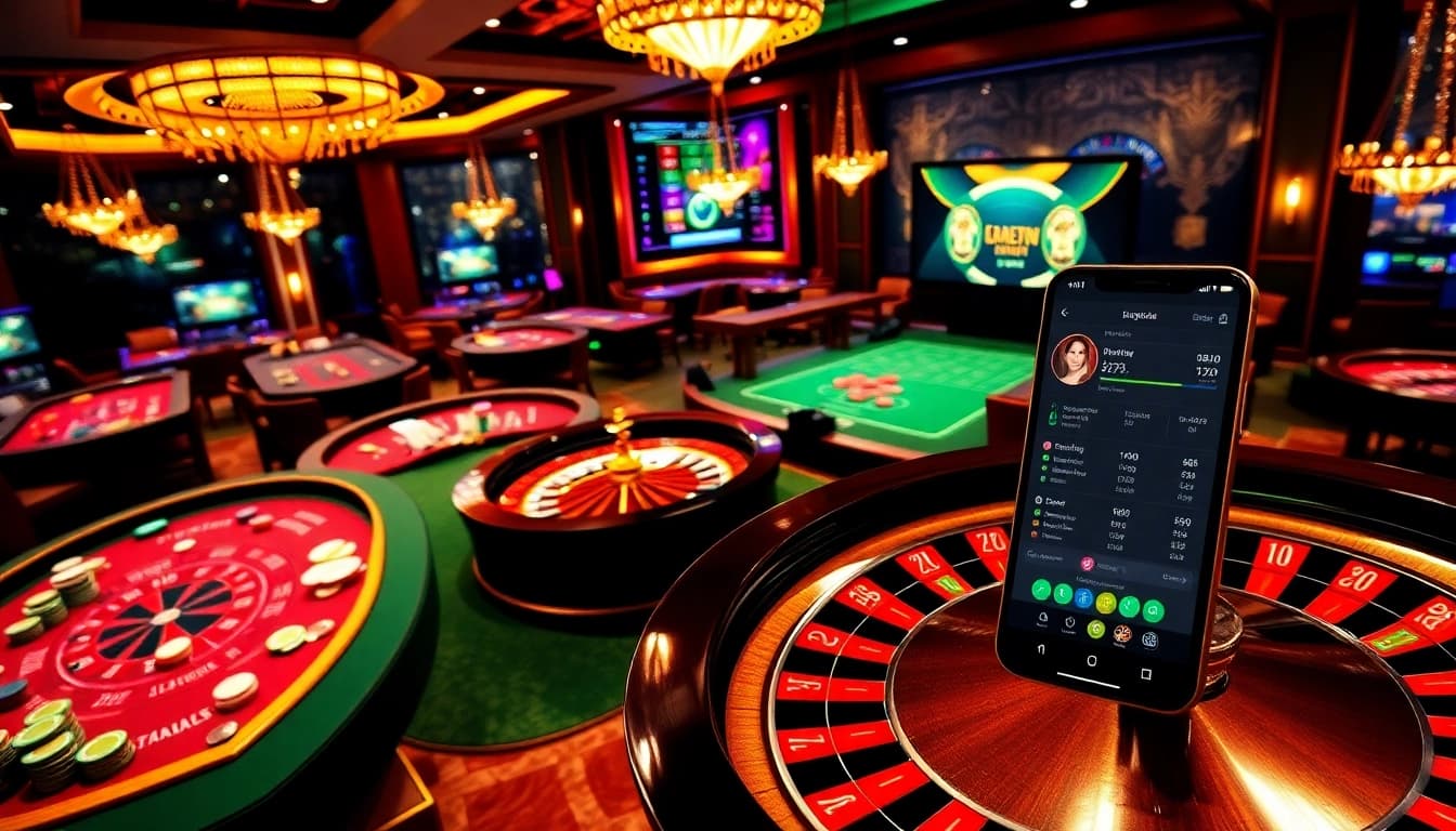 Exciting online gambling scene at https://shbetb0.com/ with vibrant tables, chips, and a roulette wheel.