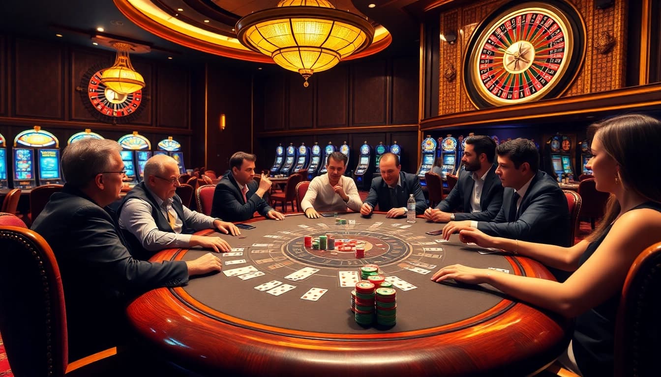 Experience the thrill of casino C168 with vibrant poker action and luxurious table settings.
