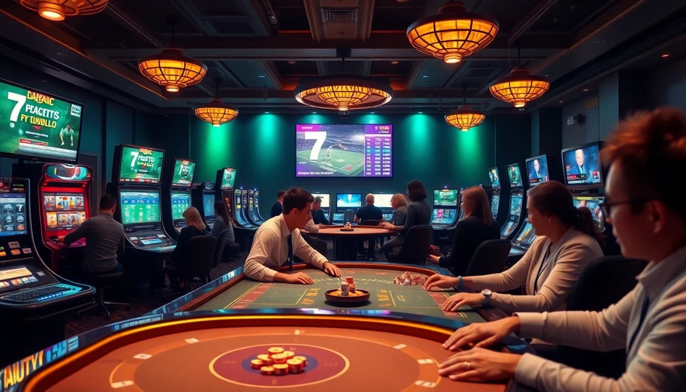 Plataforma de juego en línea 79king con jugadores diversos en un entorno de casino vibrante.