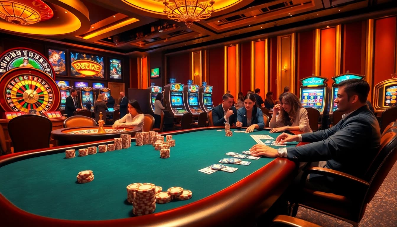 High-energy casino scene showcasing new 88 poker gameplay with colorful chips and cards.