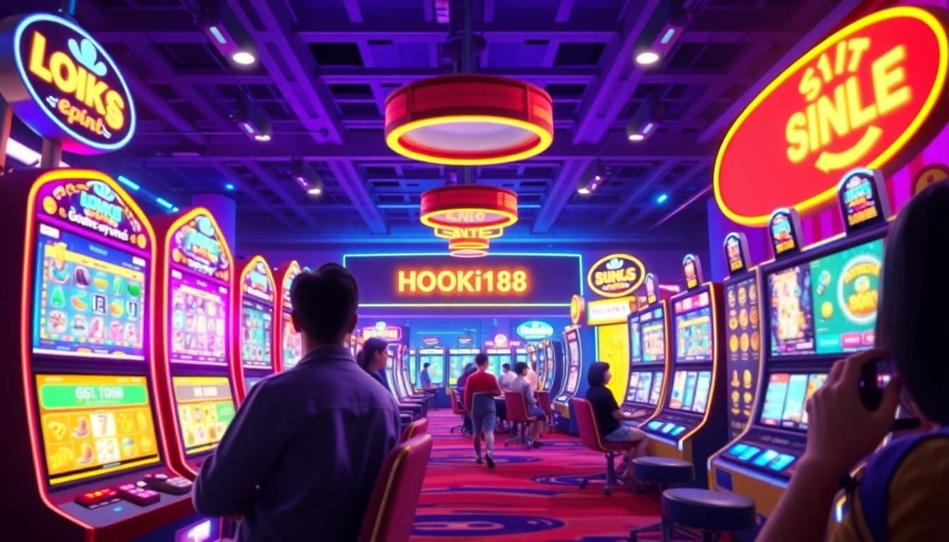 HOKI138 online gaming scene with players enjoying vibrant slot games.