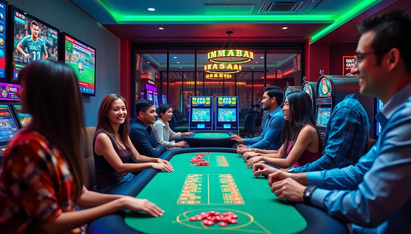 mm88 online betting scene with diverse players enjoying modern gaming options
