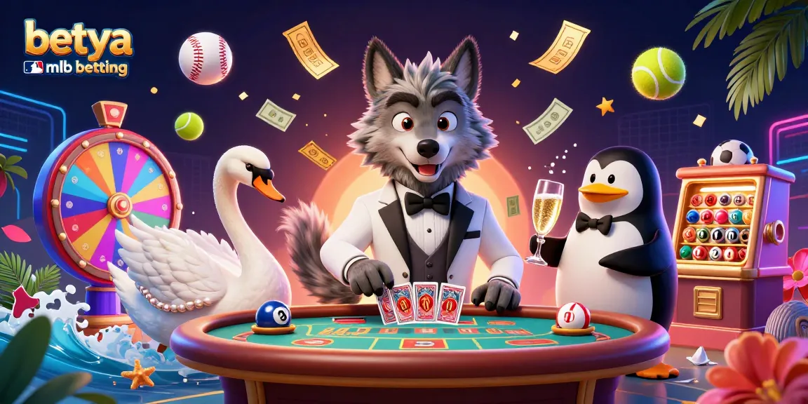 Experience betya mlb betting with a lively 3D scene featuring vibrant sports elements and characters.