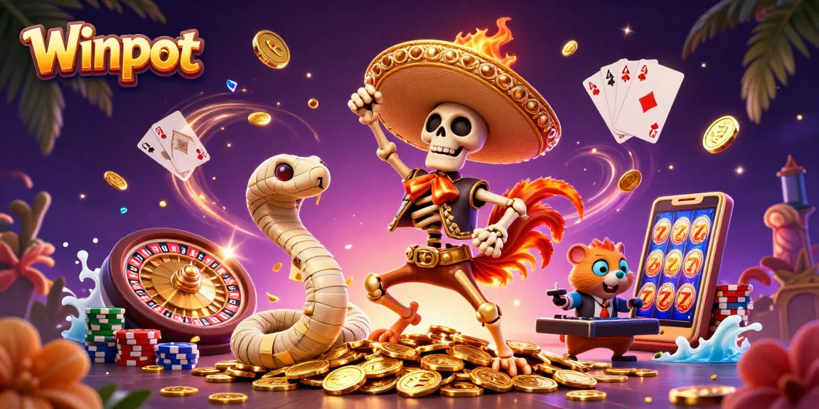 Winpot avatar highlights engaging gameplay with vibrant casino elements, promoting thrilling online gambling.
