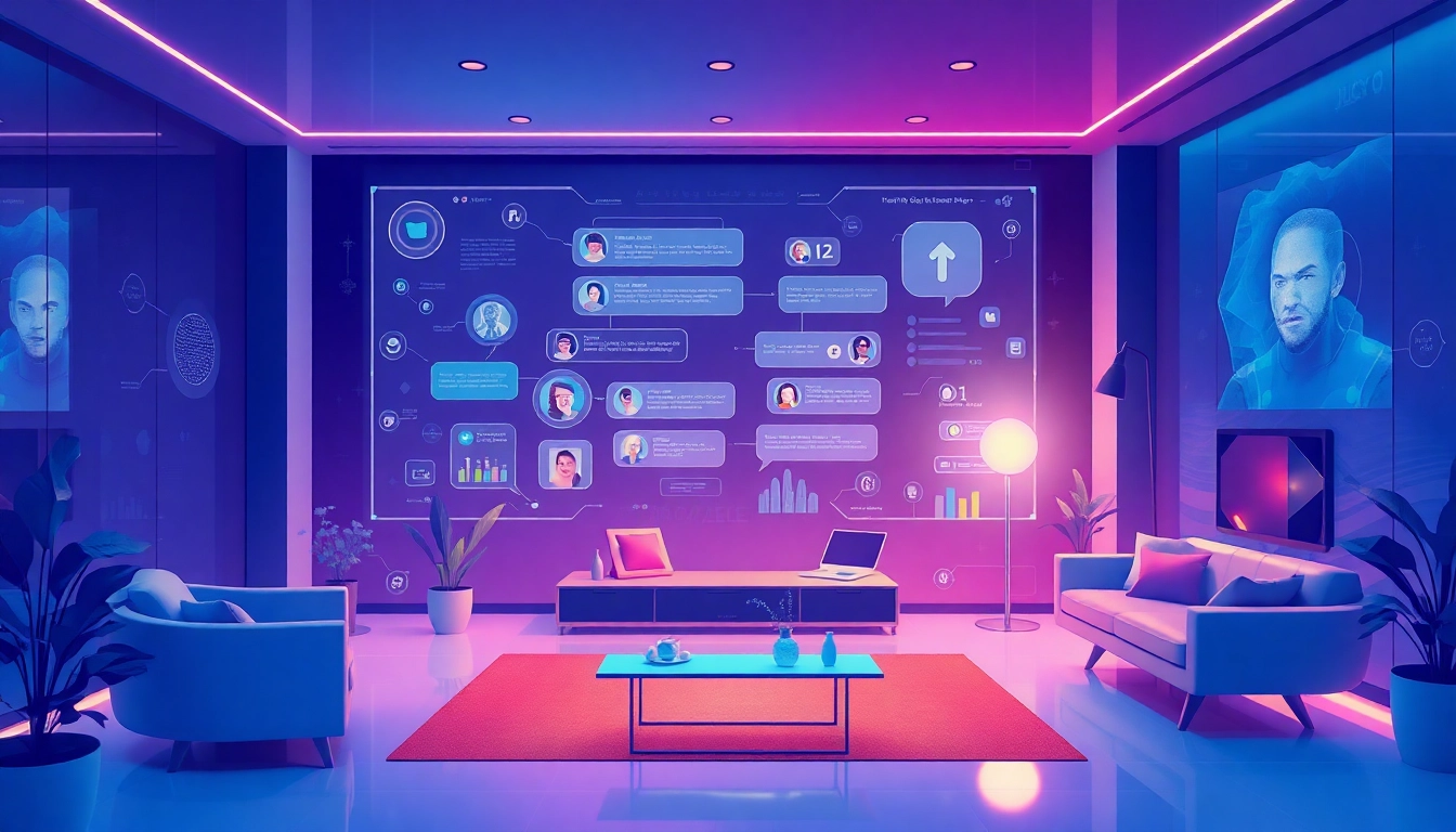 Explore the innovative juicy ai chatbot interface in a modern digital landscape, showcasing interactive characters and conversations.