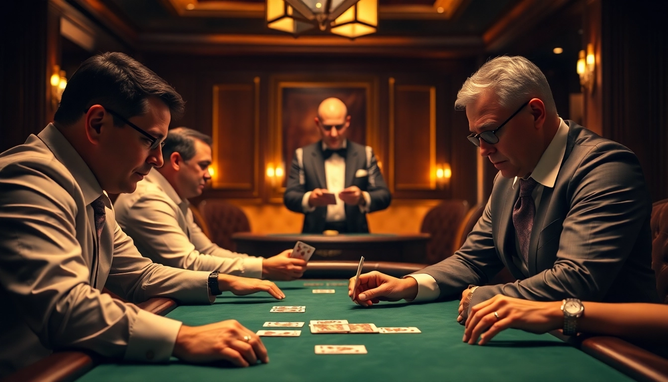 Experience the thrill of Blackjack Casino with players focused on their next move at a table.