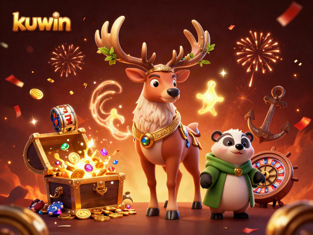 Kuwin captures the excitement of winning with colorful slots and a magical atmosphere