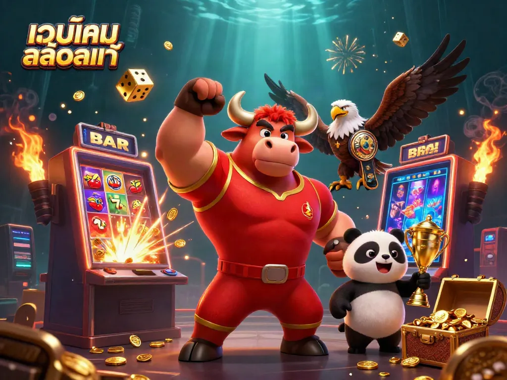 Engage in thrilling slot action with เว็บเกมสล็อตแท้ showcasing dynamic characters and jackpot excitement.