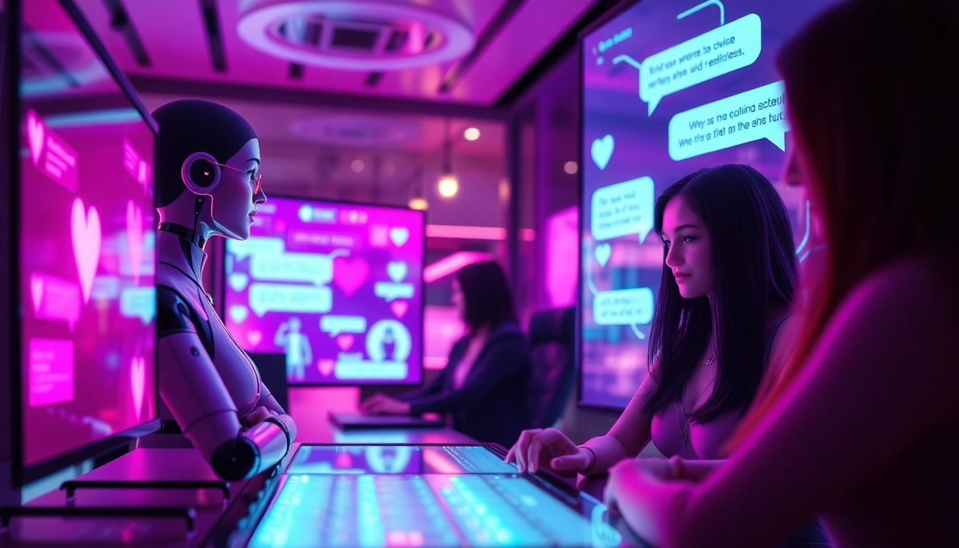 Engaging interaction with sexting AI chatbots in a vibrant digital space.