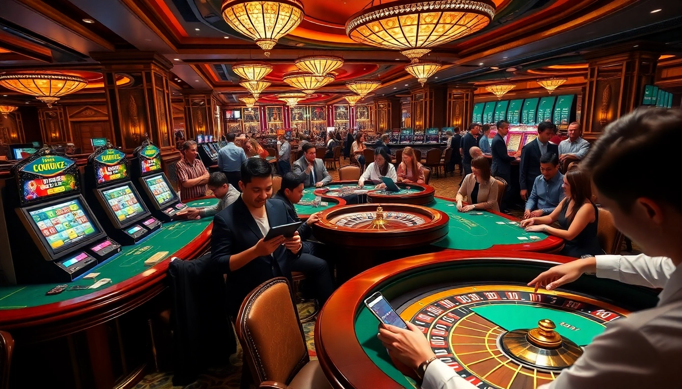 Experience the excitement at MM88 casino with vibrant gaming tables and lively players.