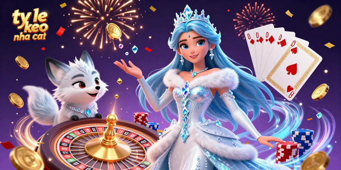 Experience the excitement of ty le keo nha cai with a captivating casino-themed illustration featuring vibrant game elements.