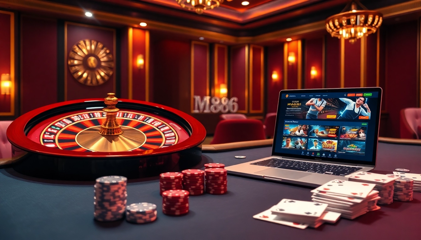 Experience mm88 excitement at a luxurious casino table with vibrant poker chips and cards.