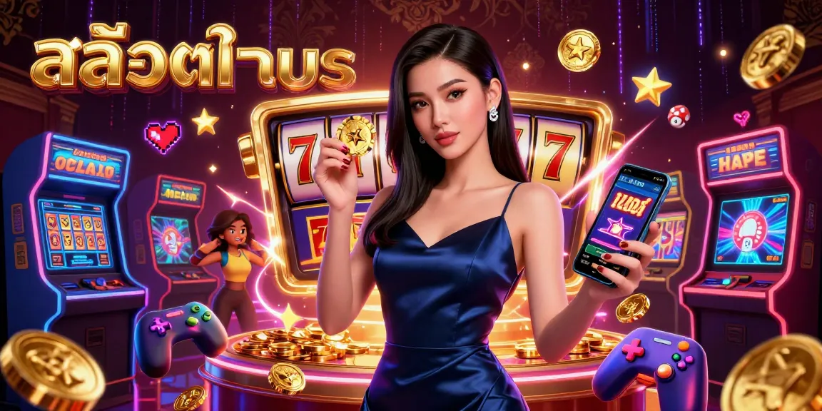 Experience สล็อตทดลอง with vibrant, interactive slot games in a dynamic casino scene.