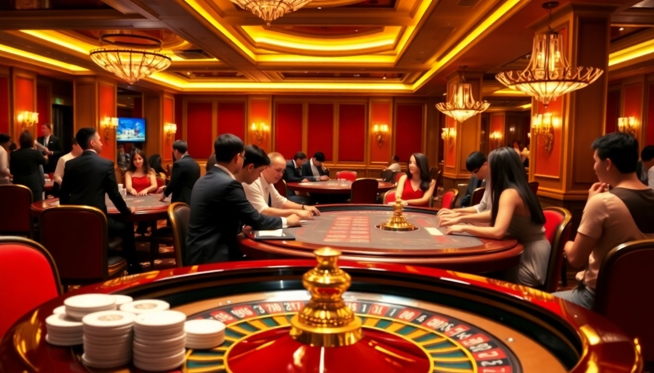 Crown88 players enjoying Baccarat and Roulette in an elegant casino setting.