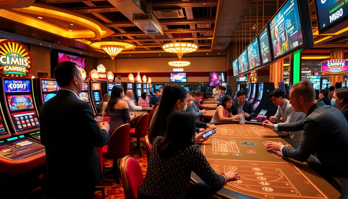 Excited players engaging in various games at MM88's online casino platform, promoting joy and entertainment.