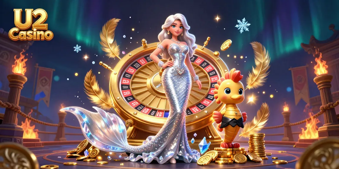 U2 Casino features stunning 3D graphics showcasing a vibrant roulette scene with a mermaid queen and seahorse companion.