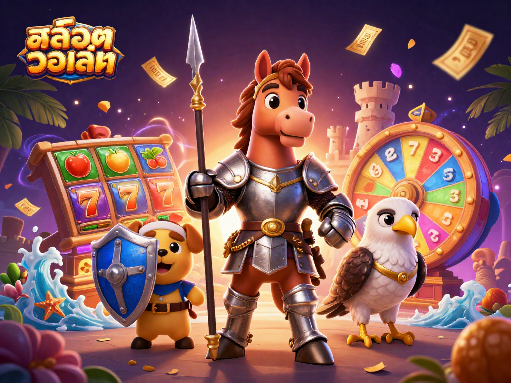 Experience the excitement of สล็อตวอเลท with vibrant slot reels and lucky symbols in a captivating scene.