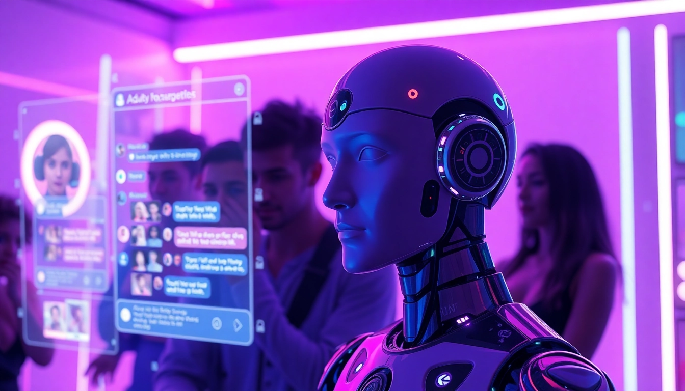 Explore free sex ai interactions with engaging chatbots in a futuristic digital landscape.